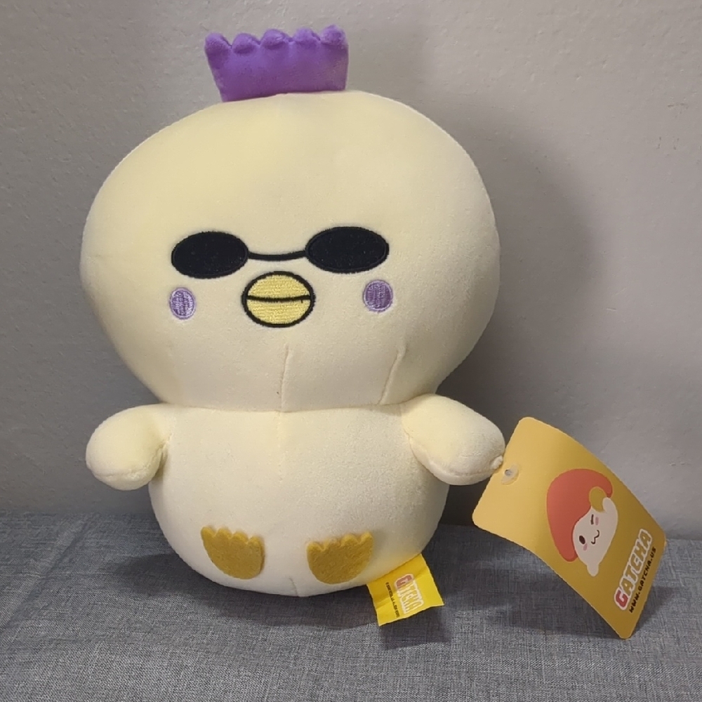 Gatcha Clawcade Edition Teddy. 8 Inches. Cream and Purple Bird.